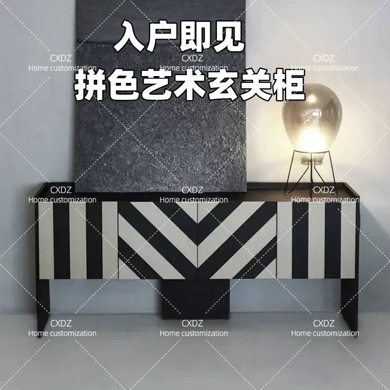 Solid Wood Dining Side Cabinet Color Matching Art Locker Porch Storage Unit Tea Cabinet Premium Model Room Furniture