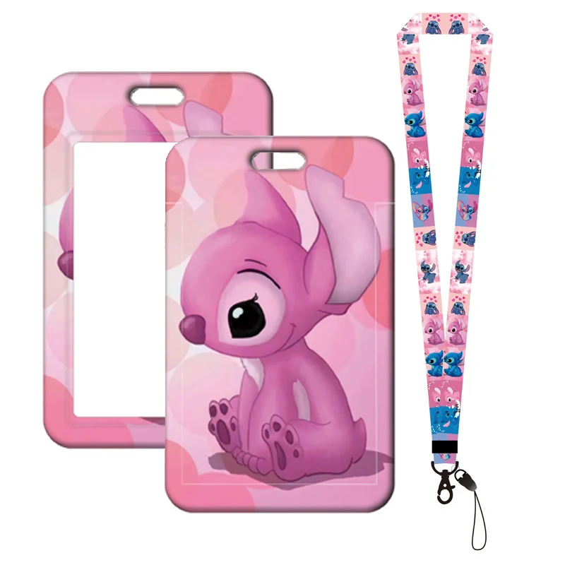 Disney Lilo e Ponto Titular Do Cartão, Cordão Chaveiro, Boy Bus Card Case, Cinta Do Pescoço, Meninas Protetores Do Cartão, Badge ID, Titular de Credencial