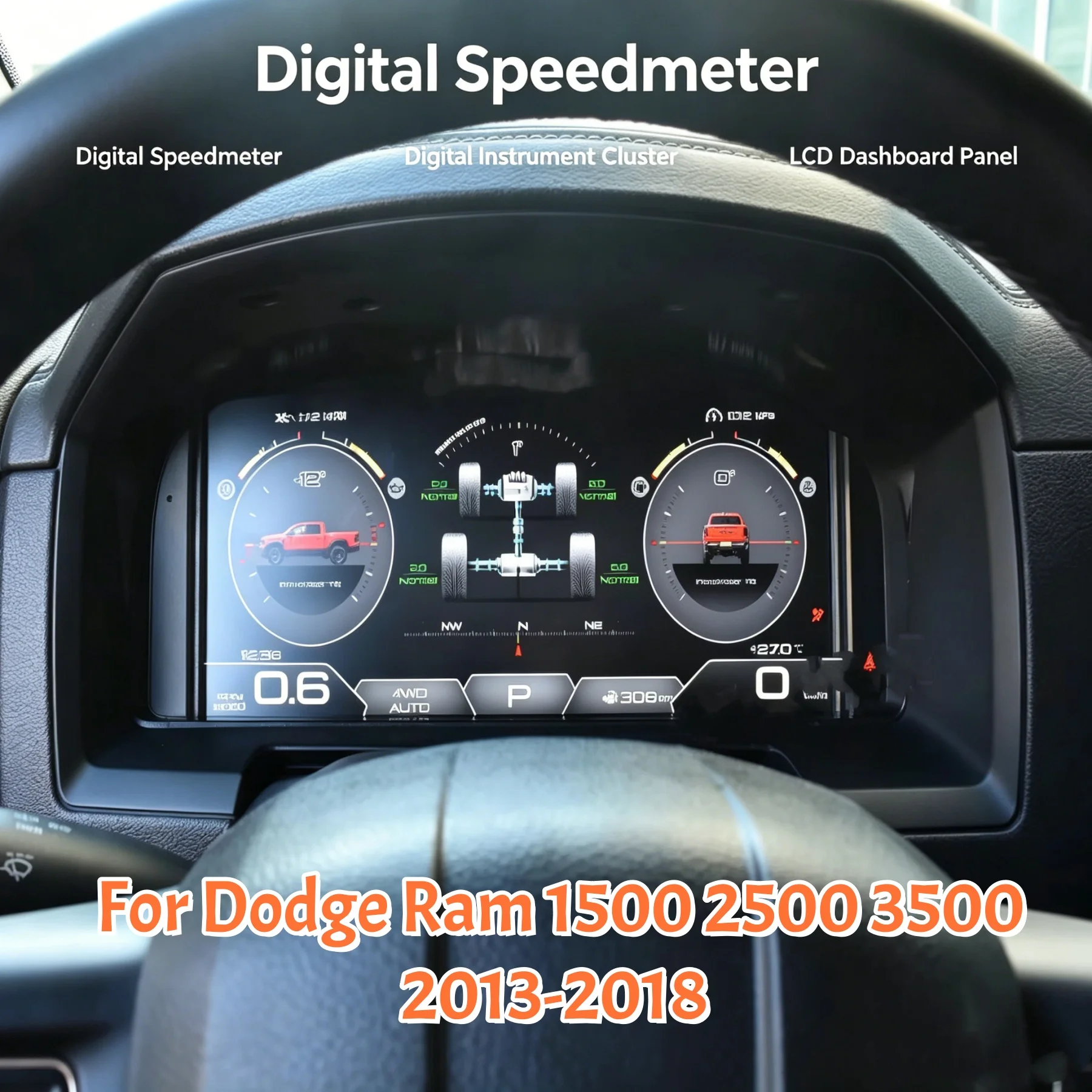 

13.1 INCH For Dodge Ram 1500 2500 2008-2018 Car Digital Cluster Cockpit Instrument LCD Panel Dashboard Speedometer Display