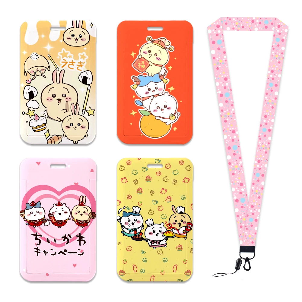 Wholesale Cute Figure Card Cover Lanyard Keychain Badge Debit Card Rope Lanyard With Cartoon Card Holder Cover Woman