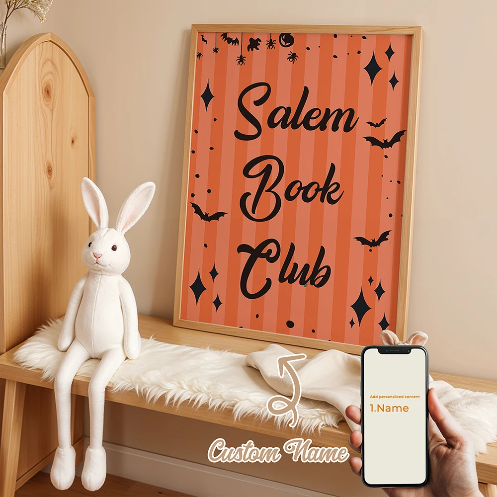 

1Pcs Personalized Custom Name Bat Wall Art Printmaking Canvas Painting Poster Picture For Halloween Living Room Home Decor