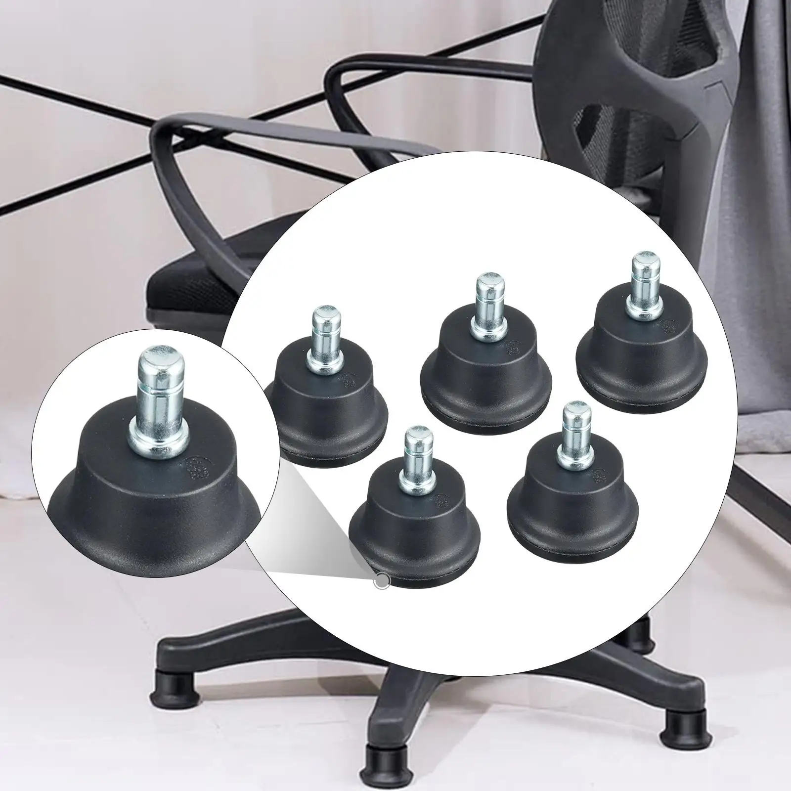 5 個オフィスチェアベル交換用キャスター高強度フットパッド家具アクセサリー 50 ミリメートル x 37 ミリメートル固定キャスター