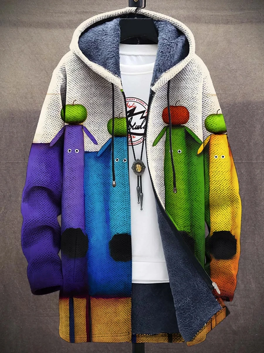 

New Men's Winter Zipper Hoodie Multi Color Wave Art 3D Printed Plush Thick Sheep Zipper Cloak Neutral Street Warm Jacket Z0350