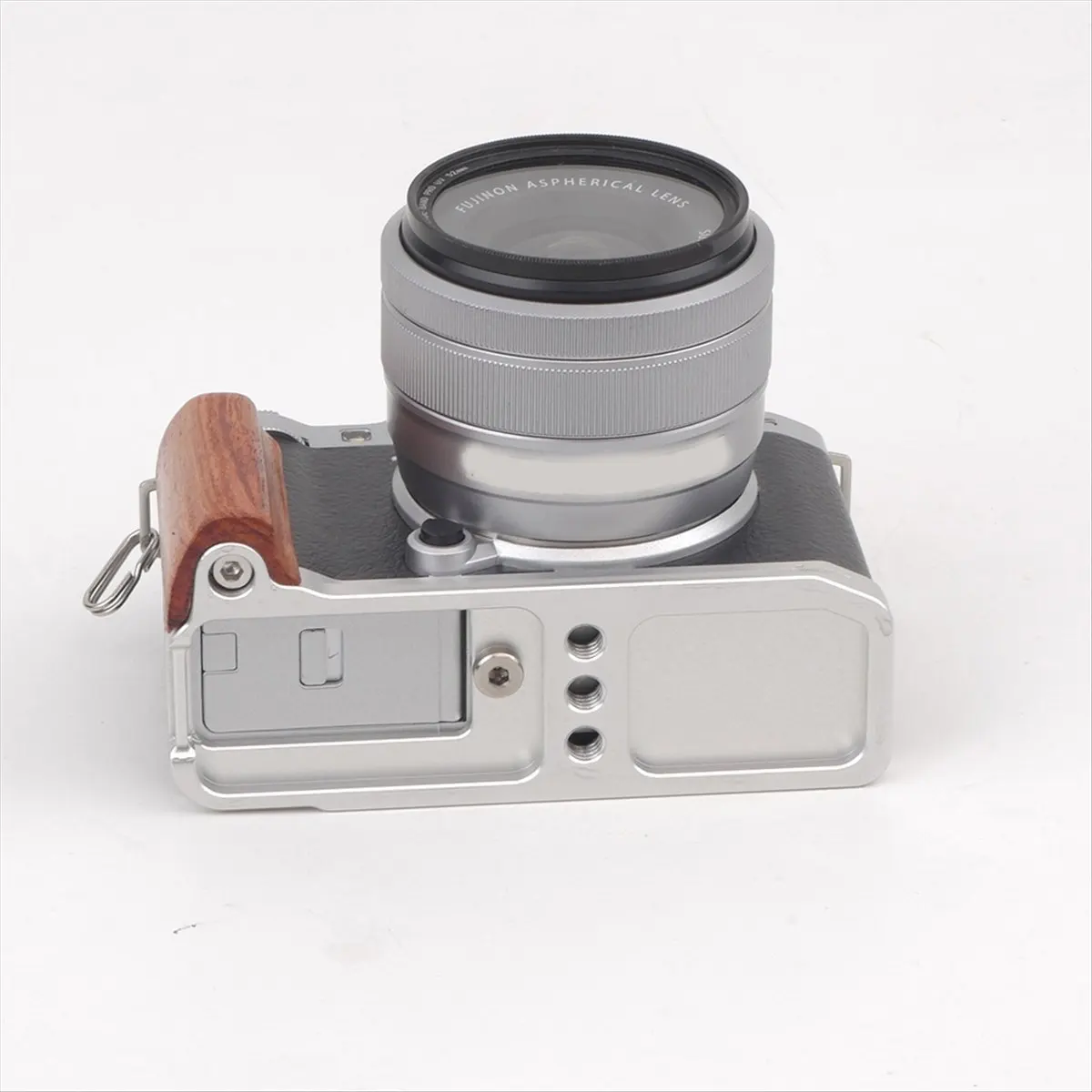 Dynamic For Fuji XM5 L-Type Camera Wooden Handle Arca Swiss Quick Release L Plate Compatible Tripod Mount Silver