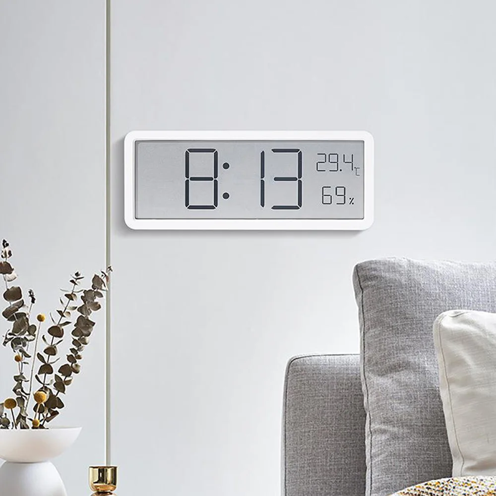 LCD Digital Wall Clock Date Temperature Humidity Display USB Battery Powered Alarm Clock Electronic Table Clock Home Decoration