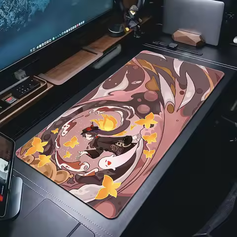 Kawaii Genshin Impact Mouse Pad Gamer Rubber Large Computer Gaming Mousepad XXL Mouse Mat Anime 900x400mm Hu Tao Game Desk Mat