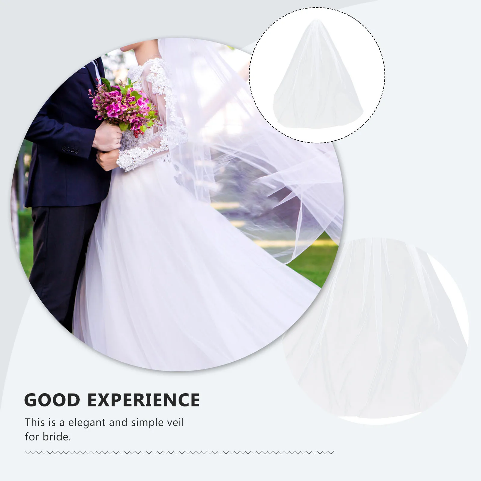 

Simple Elegant Single Layer Pure White Wedding Veil with Comb Bridal Veil Easy to Attach Bridal Accessories Flowing Look