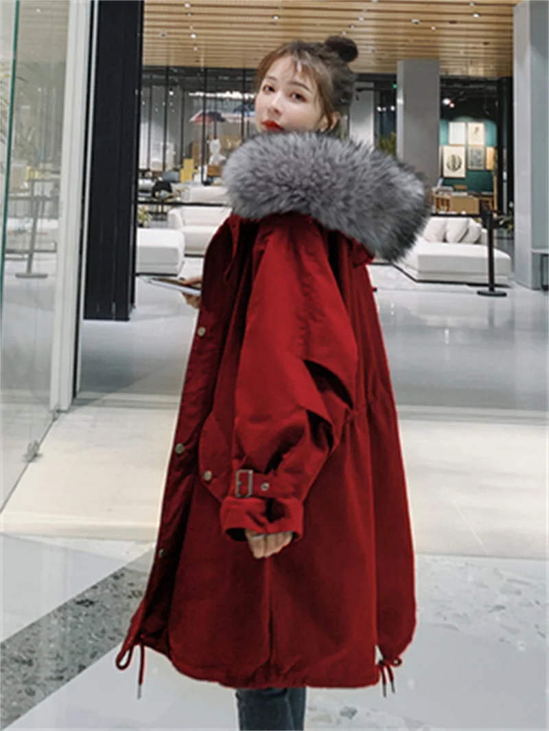 

Popular Parka Cotton Dress Women's Medium Long 2022 New Plush Thickened Cotton Dress Korean Loose Work Coat Cotton Jacket Coat X