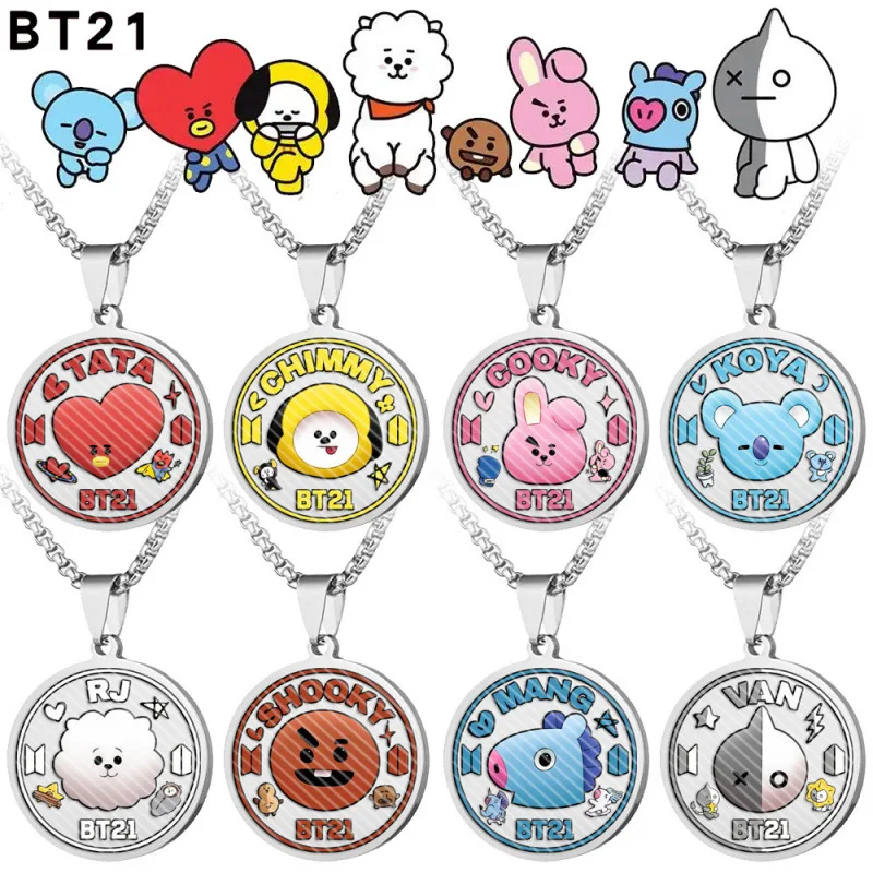 

Новинка: Цепочка BT21 из нержавеющей стали с цветной печатью, круглая, из титановой стали, для свитера, украшение, мерч айдола, подарок на день рождения