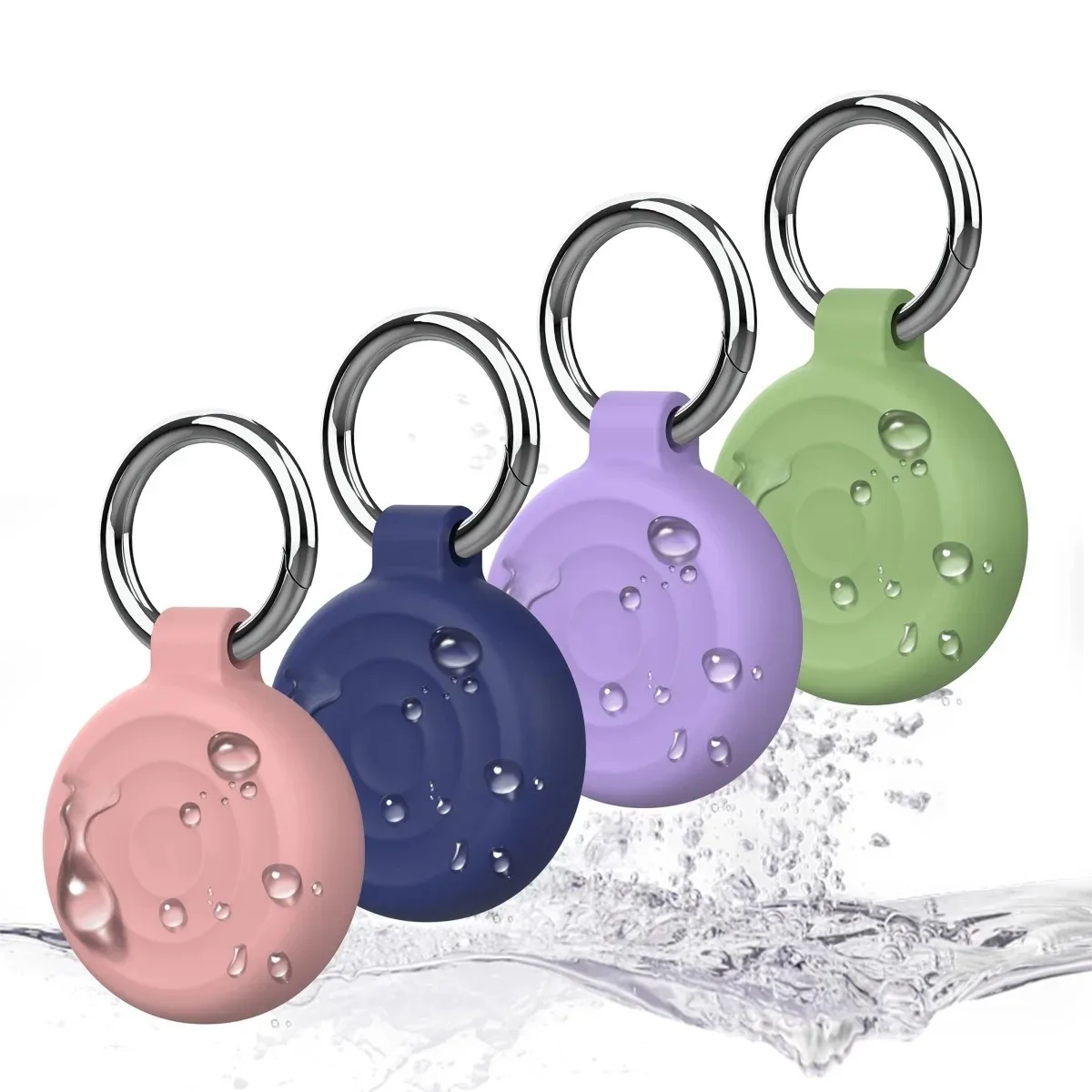 Silicone Protective Case Waterproof Anti-lost Tracker Cover Keychain Locator  Holder Shell for Apple AirTag Tracker Accessories