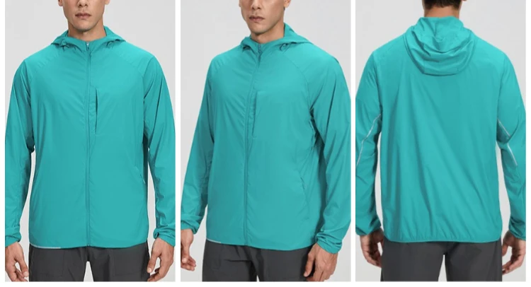 Herren Regenjacke Wasserdicht Leicht Reflektierend Packbare Regenjacke mit Reißverschluss Wanderjacken für Laufen Radfahren Golf Angeln – Detail 10