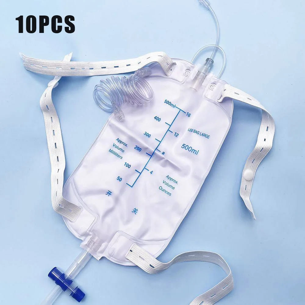 10Pcs Urine Storage 500ml Male Disposable Catheter Drainage Leg Bag Thickened Anti Leakage Operation Patient Care Urinary