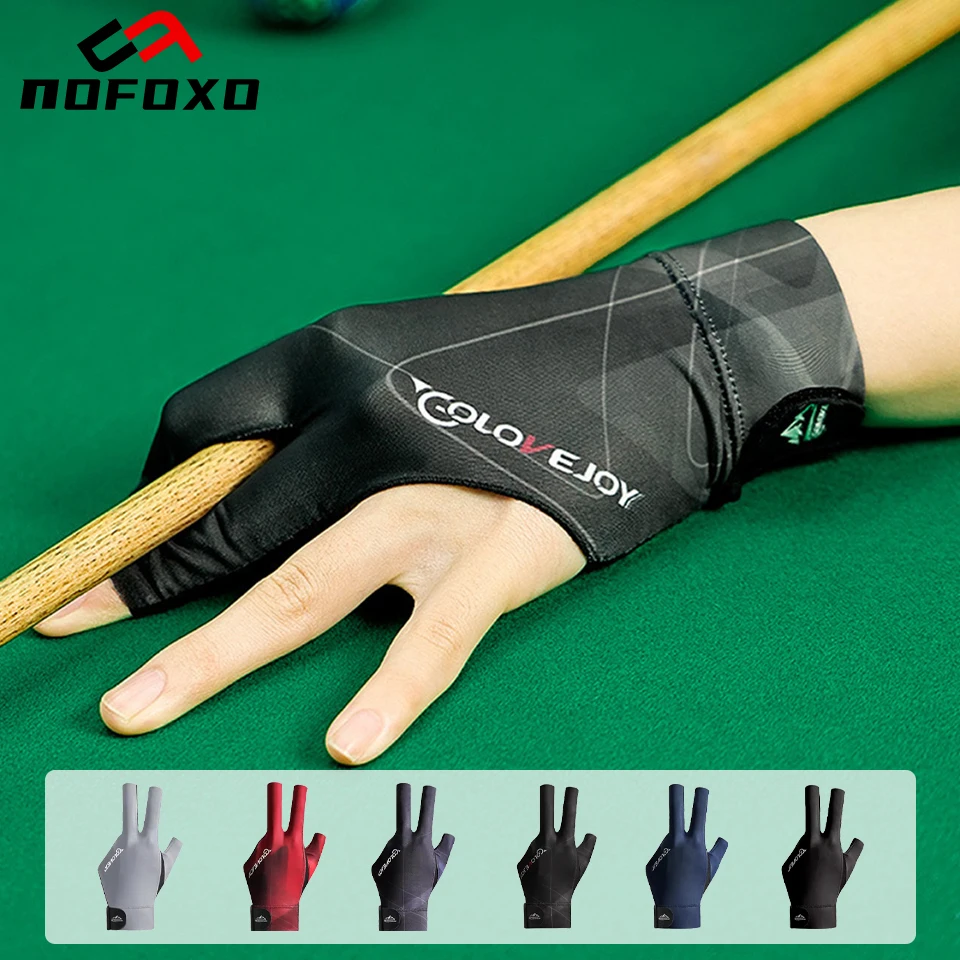 

NOFOXO 1PCS Billiards Glove Single Left Right Hand Wear-resistant Non Slip Three Finger Snooker Billiard Training Elasticity