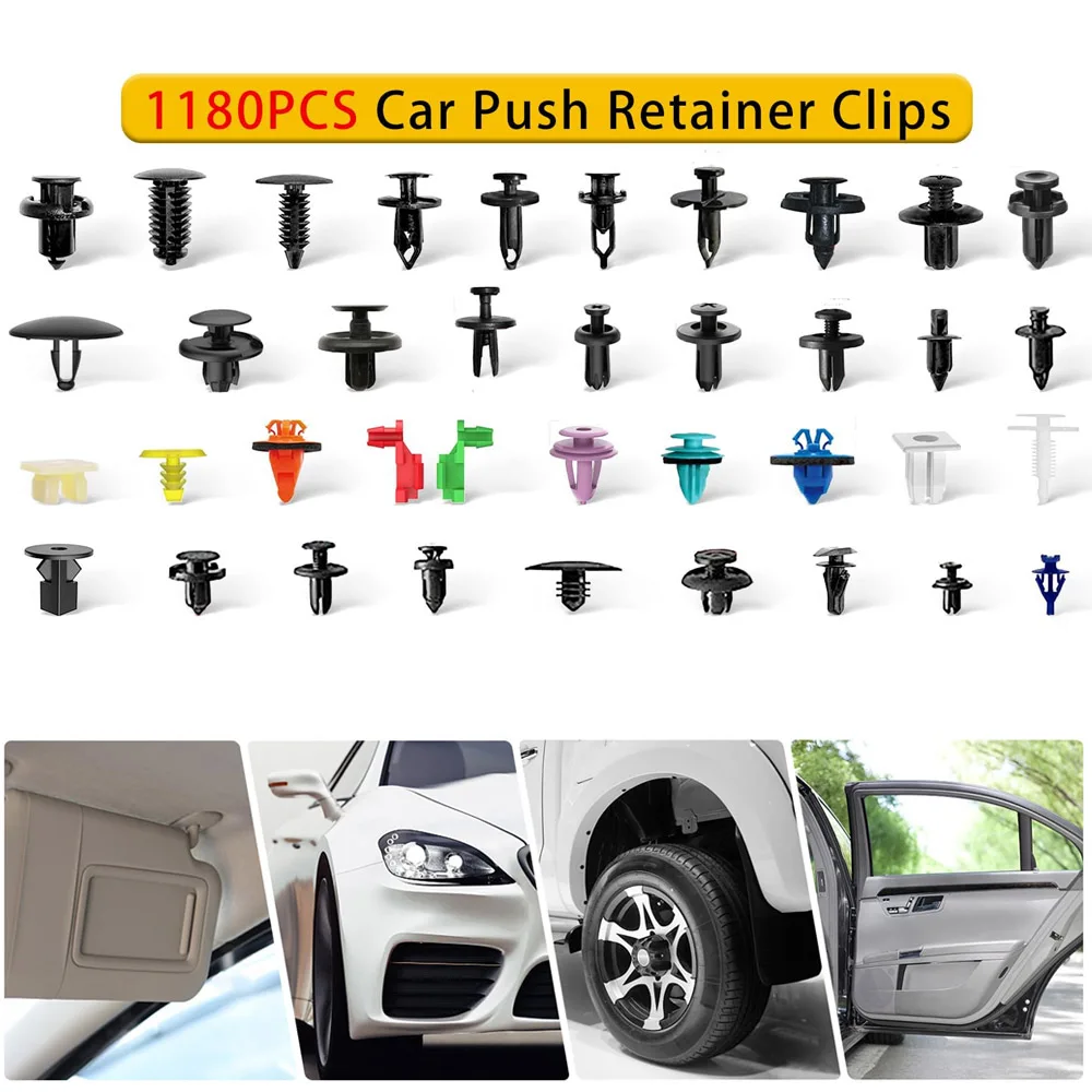 Front Bumper Clips Auto Fasteners Kit Fender Retainer Rivet Clips Kit with Fastener Remover for Car Interior Body Parts Set