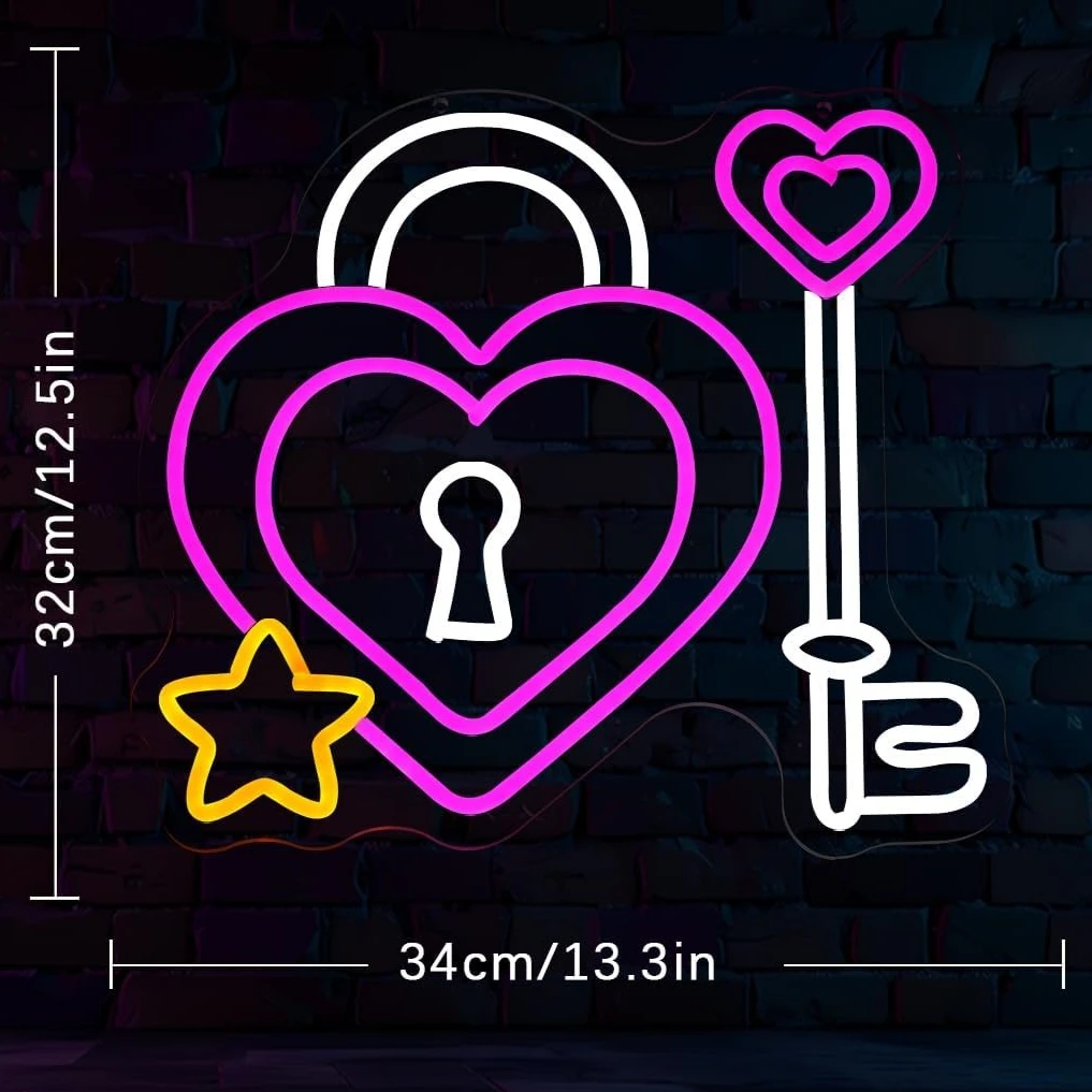 Heart Lock and Key Neon Sign D - огляд і ціна Outdoor Power For Wedding