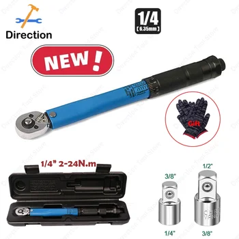 2-24N.m torque wrench 1/4" precision reversible ratchet wrench professional bicycle motorcycle car automotive tool