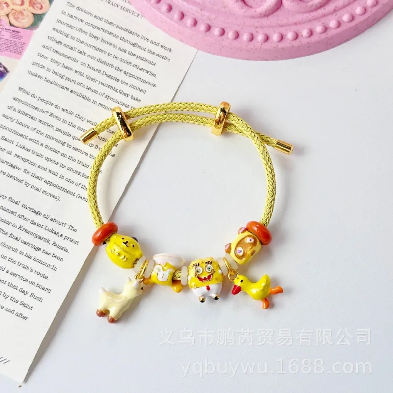 Sanrio família animação periférica acessórios diy pulseira hellokitty dopamina gotejamento óleo pintado à mão diy pulseira