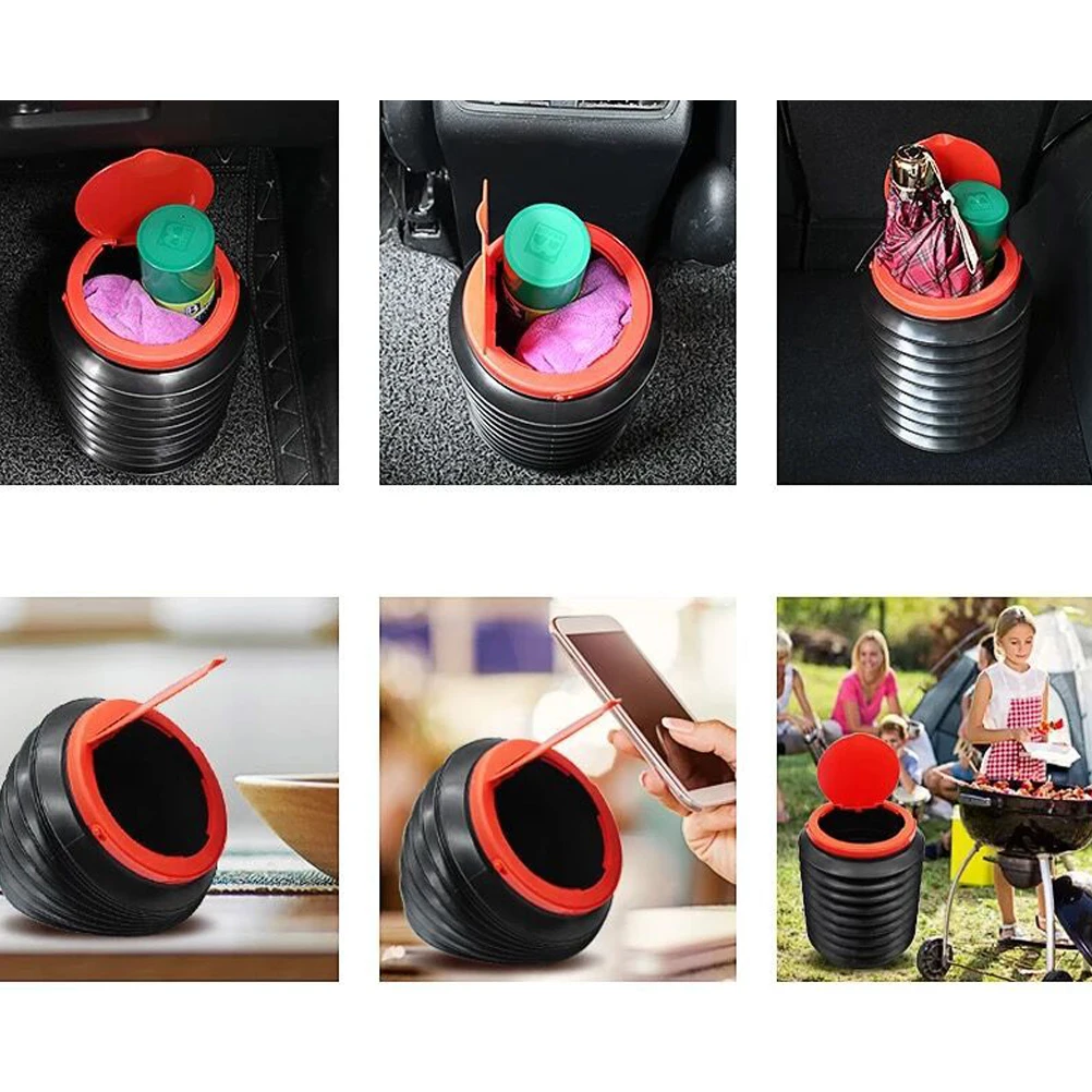 

2pcs Car Trash Can Foldable Leakproof Storage Bucket Multifunctional Telescopic Waste Container For Vehicle Fishing Umbrella
