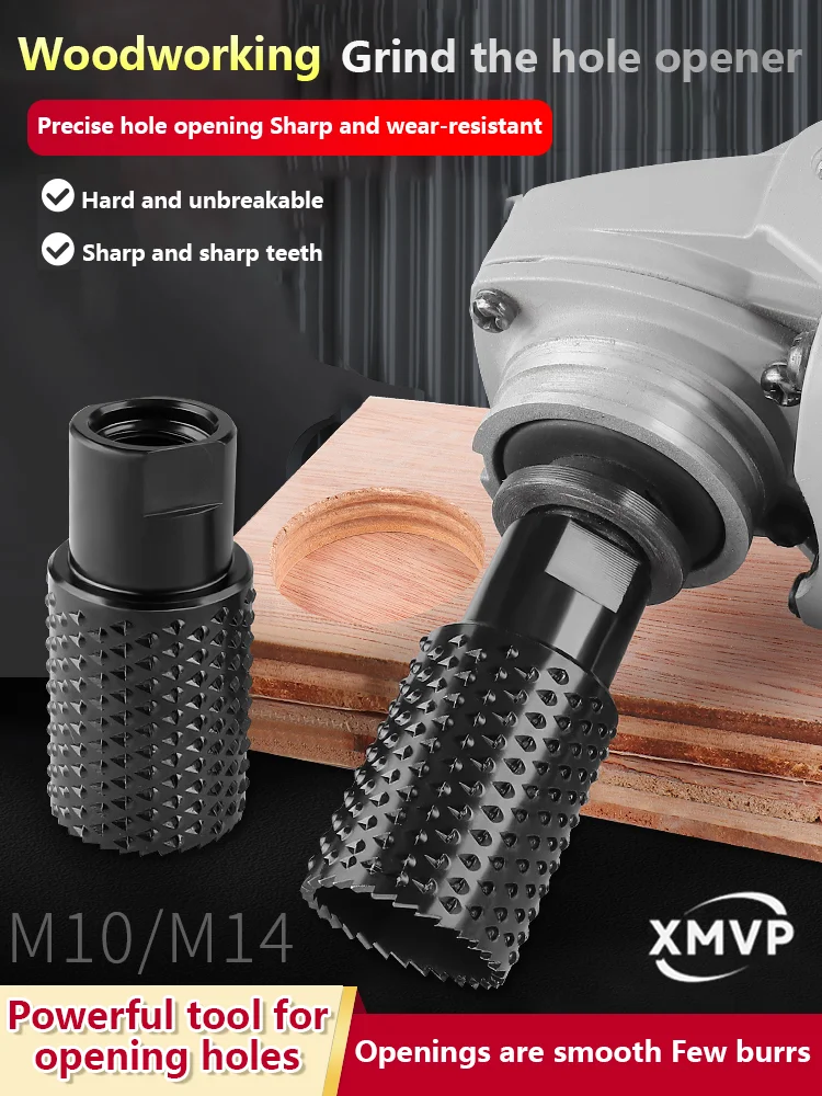 

An Angle grinder grinding head, a woodworking special hole opener, a dual-purpose tool for peeling hard wood and reaming and gri