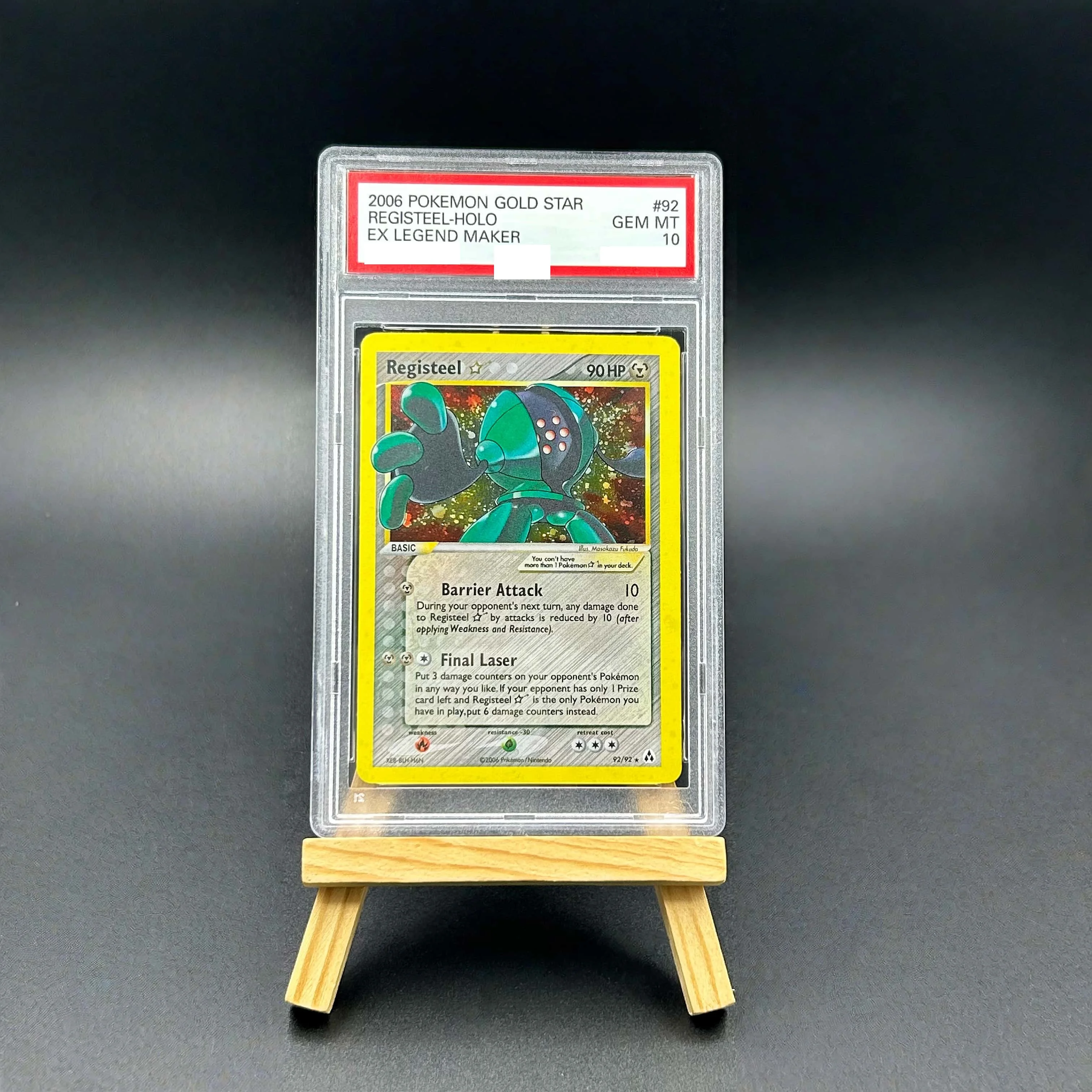 

2006 Pokemon Gold Star Registeel Holo #92 EX Legend Maker Textured Holo Gem Mint 10 Rare Vintage TCG Collectible Card