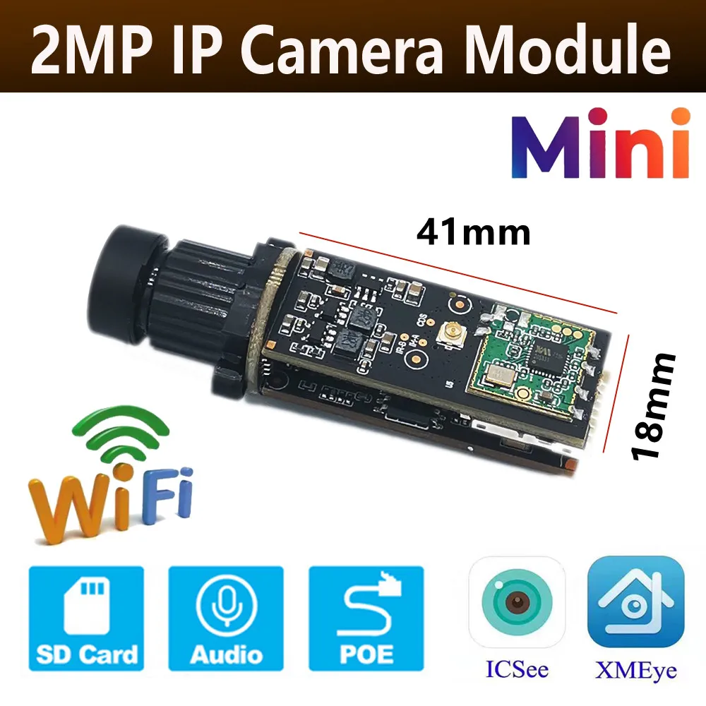 Módulo de câmera CCTV sem fio, Câmera IP Mini, Rtsp, Onvif, Xmeye, Aplicativo, Monitoramento Online, DIY, WiFi, HD 1080P, POE Cmos, Ftp