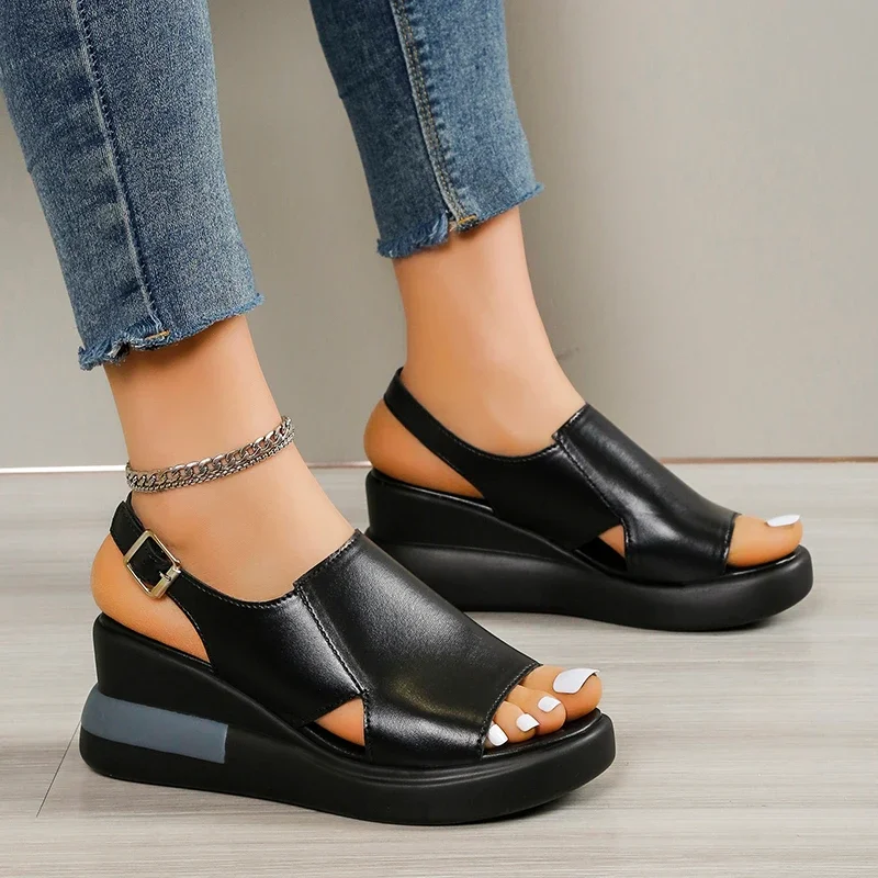 

Summer Wedge Platform Sandals Fashion Retro Romen Beach Shoes Ladies Casual Peep Toe Soft Comfortable Sandalias De Mujer