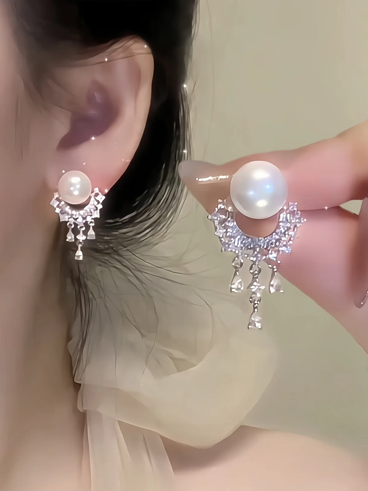 

Gentle Rich Girl Tassel Pearl Earrings