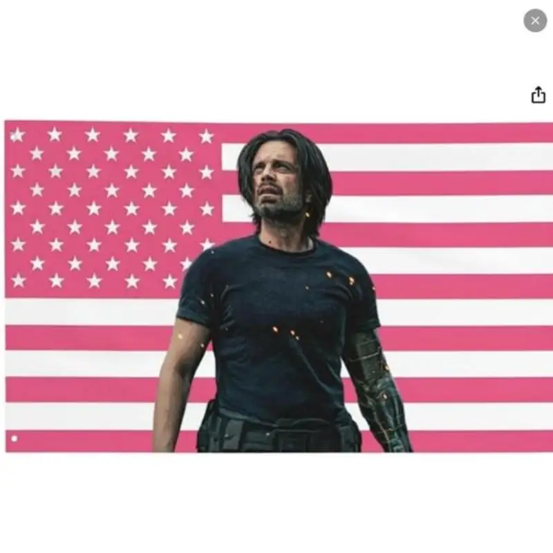 Bandeira de Sebastian Stan Bucky Barnes, Bandeira Americana Rosa, Tapeçaria 'Eu Amo os EUA', Presente Engraçado, Decoração de Parede para Quarto, Sala de Estar, Dormitório