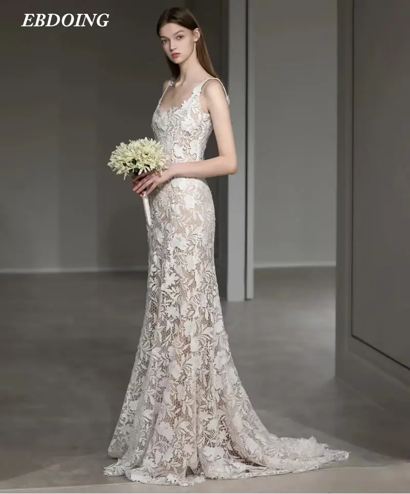 Il più nuovo elegante abito da sposa guaina per pizzo da sposa con apertura sul retro su misura Plus Size abito da sposa Vestidos De Novias