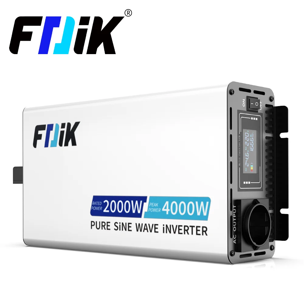 FDIK Inverter 4000W onda sinusoidale pura, inverter 12V o inverter 24V, con schermo a colori, diverse tensioni di ingresso non sono universali, selezionare la tensione di ingresso corretta
