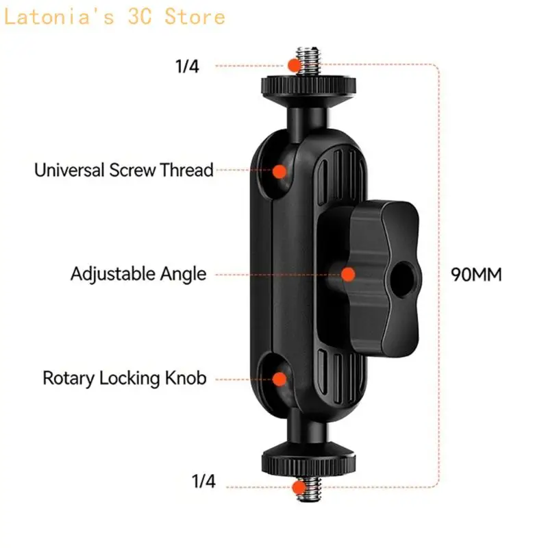 1/4 Zoll flexibler winkelverstellbarer Adapter mit 360 Drehung für Stativkameras X3UB – Detail 9