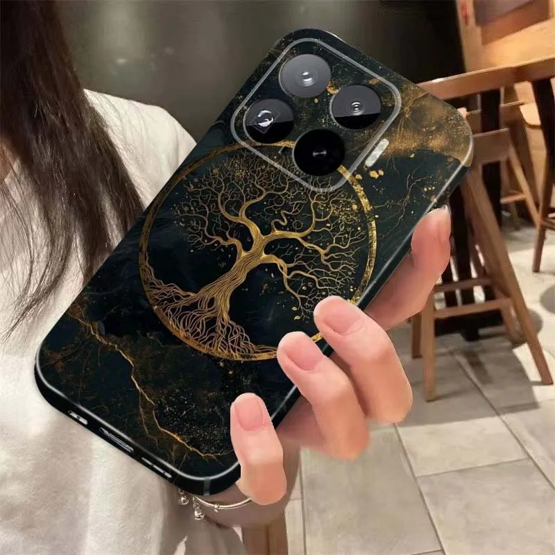 Funda Protectora Rígida para Teléfono con Diseño de Árbol Dorado Circular para Honor Play 30 40 60 7T V30 90 200 300 80 70 60 SE Ultra GT Pro