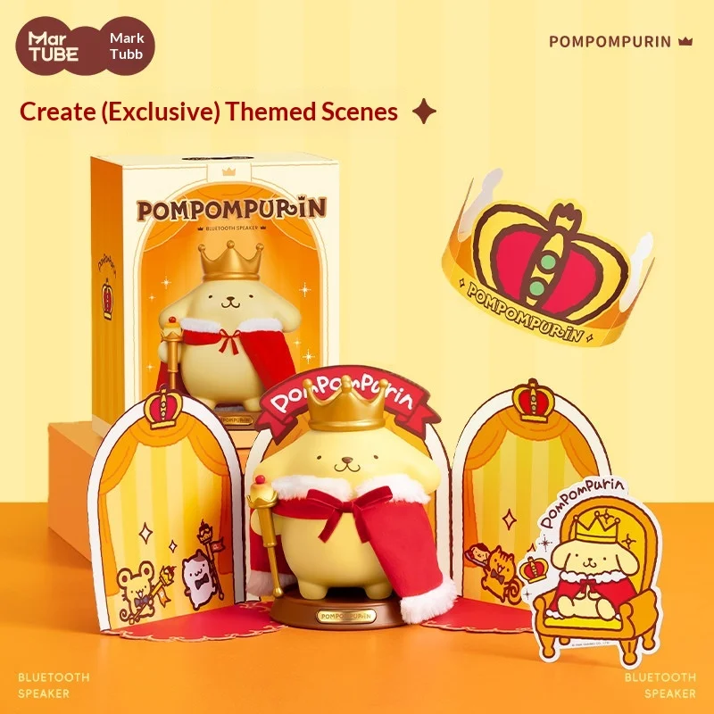 Martube 2026 New Pom Pom Purin King Series Bluetooth Speaker Figurines Cute Pompompurin Audio Toy Desktop Ornament Birthday Gift