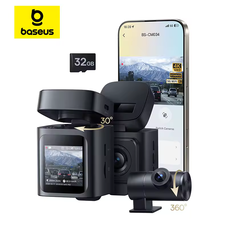 Baseus VD1 Pro Solar 4K Front & 1080p Rear Dual Dash Cam w/ STARVIS Sensor