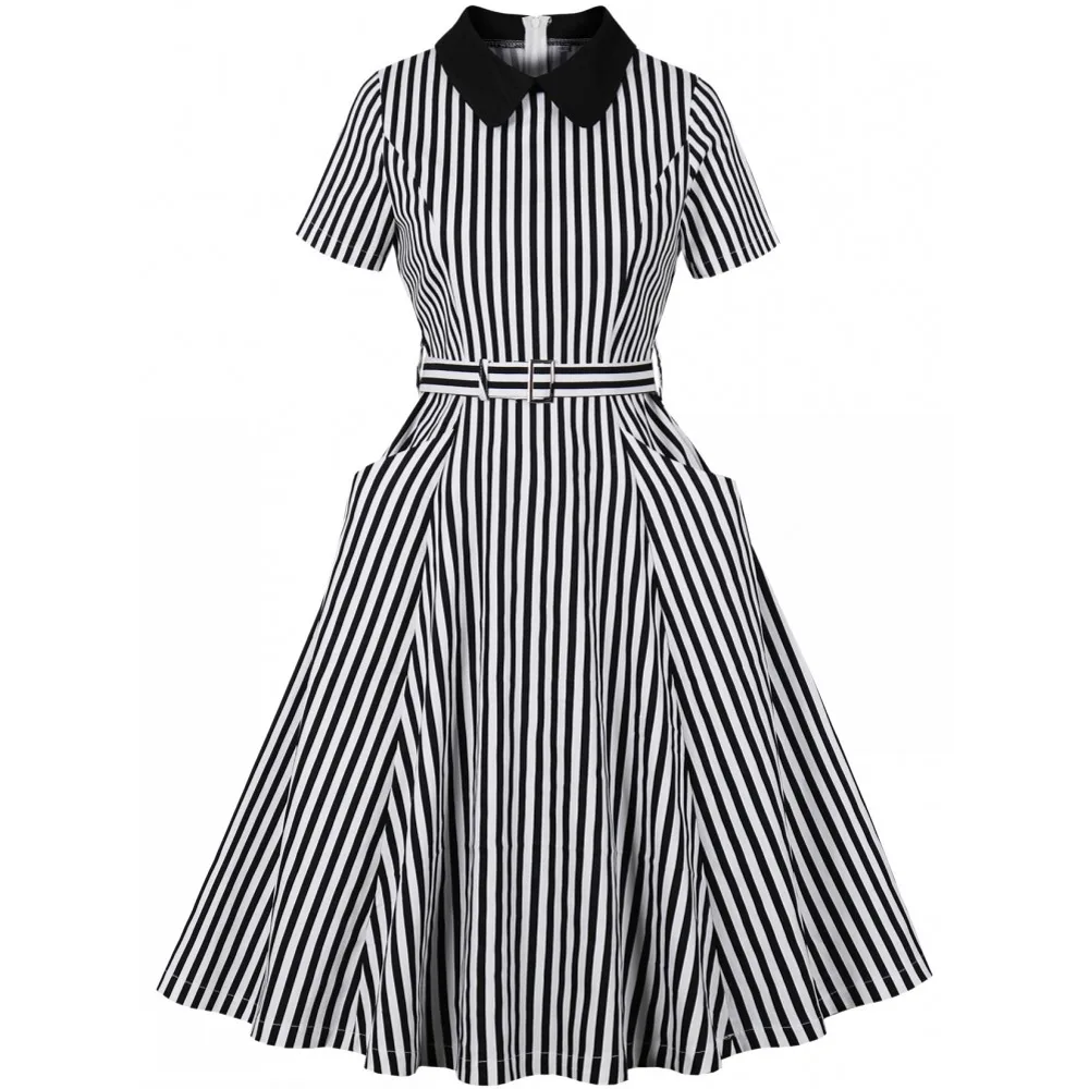 Women Summer Pin Up Casual Party Dress 2025 Short Sleeve Retro Robe 60s 50s Vintage Rockabilly 1960s 1950s Swing Dress Vestidos