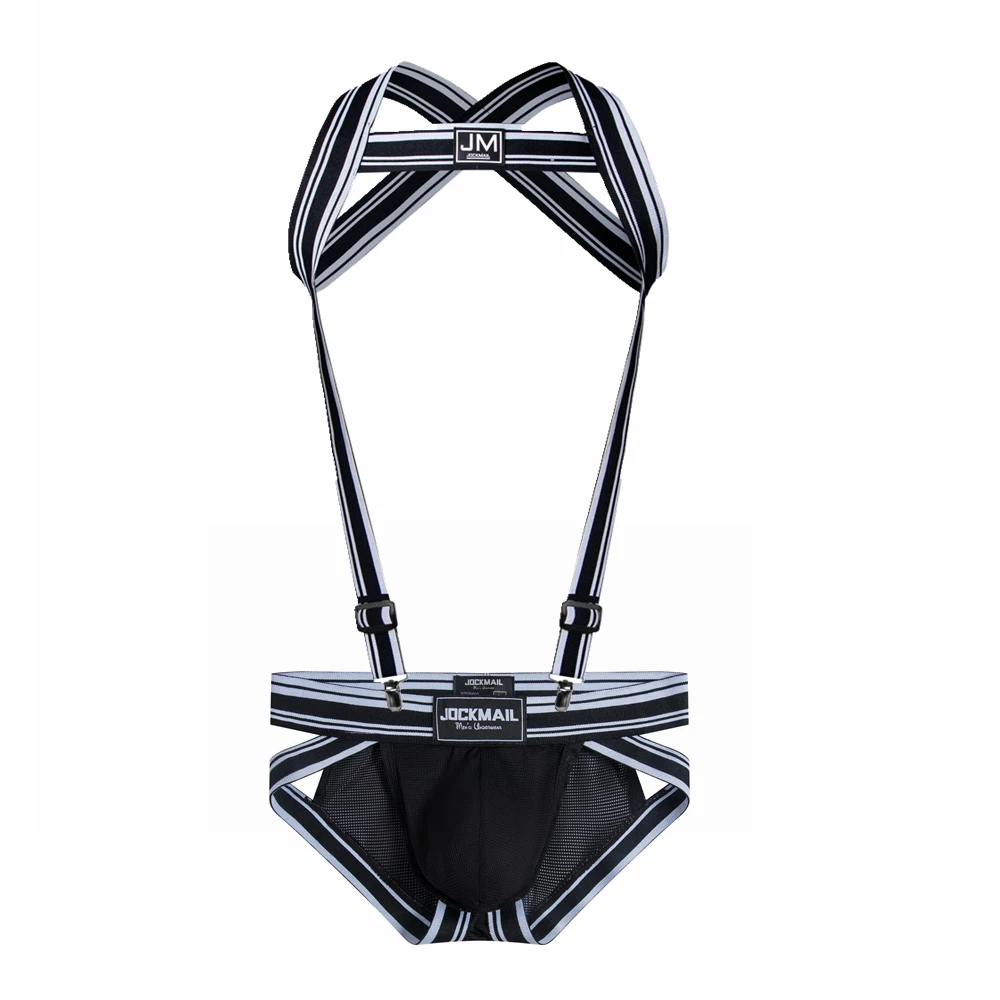Body Harness Band Detachable Split-type Matching Nylon Mesh Breathable Men's Jockstrap Underwear Briefs  Athletic Support Sets
