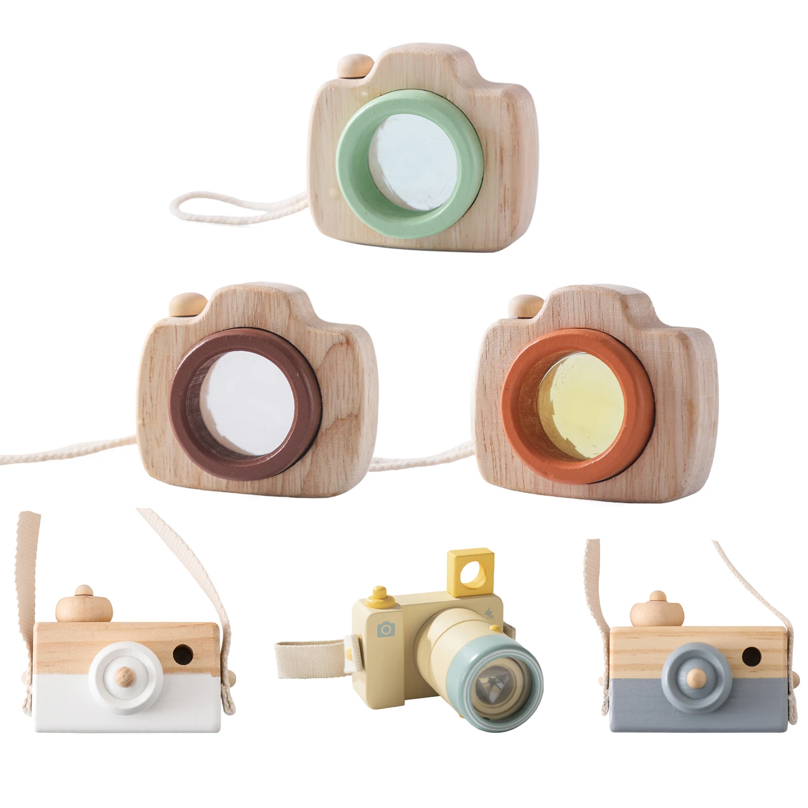 

Wooden Fashion Camera Baby Toys Pendant Baby Block Montessori Toys for Children Outdoor Toys Wooden DIY Presents Nursing Gift