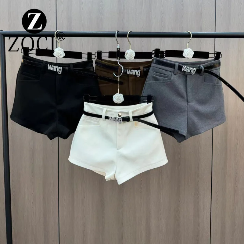 [ZOCI] New Style Paired Diamond Letter Waistband, Woolen Fabric, Versatile Minimalist Shorts