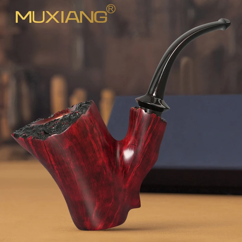 MUXIANG handmade Briar Tobacco Pipes Hand Carved Pipes Cumberland Mouthpieces Free Style Pipes Christmas Gift smoking wood pipe