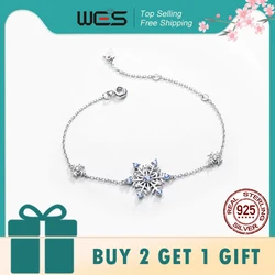 WES 925 Sterling Silver Kyanite 2.5*2.5mm Snowflake Bracelet for Woman Gemstone Fine Jewelry Christmas Party Gifts Anniversary