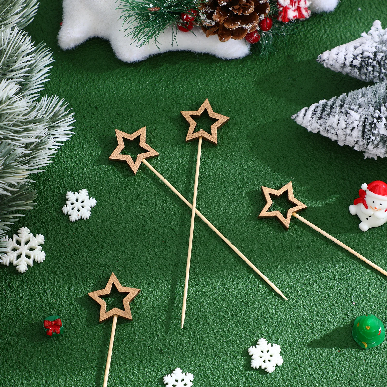 

50Pcs Star Fruit Picks Bamboo Cocktail Sticks Lightweight Disposable Food Toothpicks for Party Appetizers Wedding Events