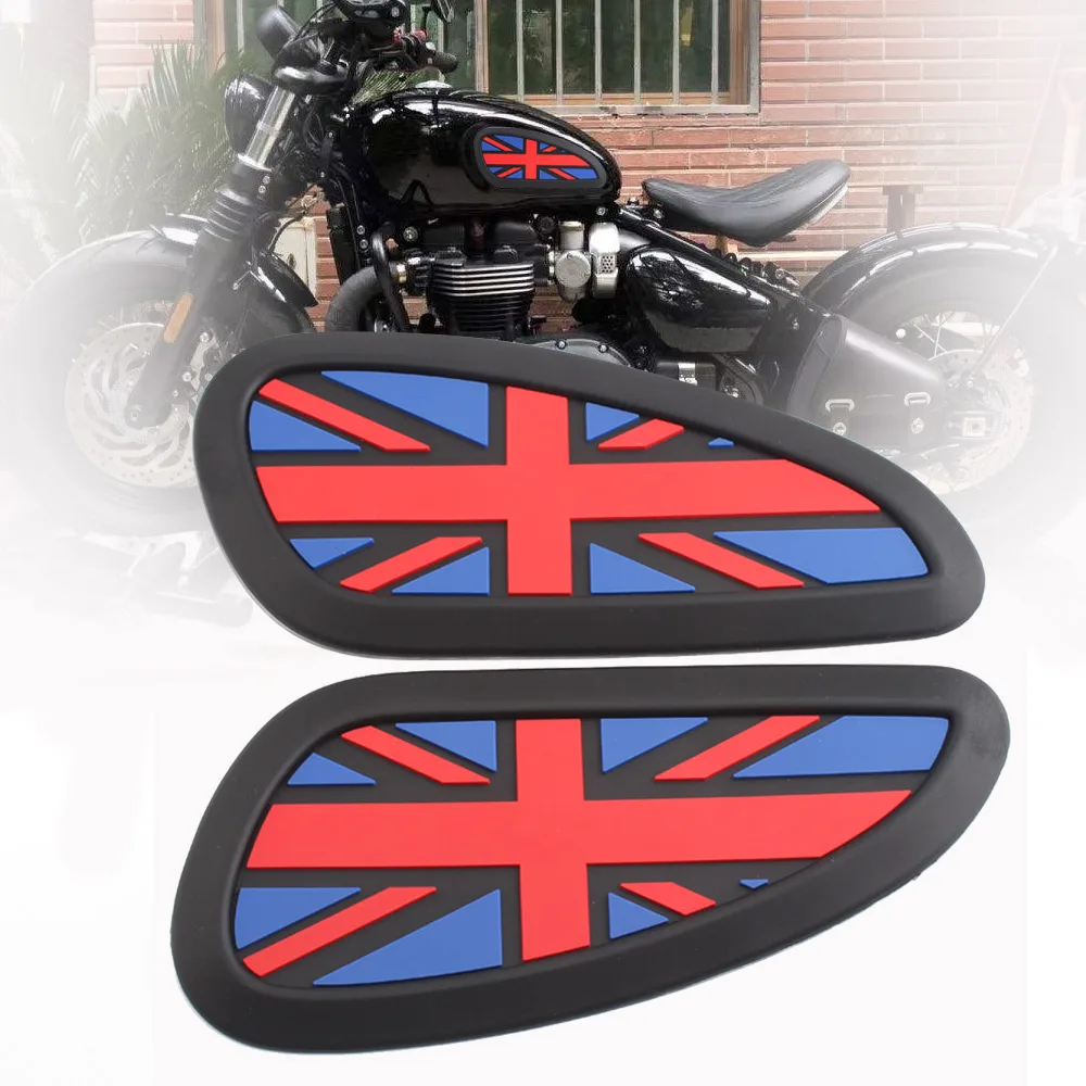 Motorcycle Universal Retro Anti slip Tank Pad Side Gas Knee Grip Traction Pads Protector Sticker For Triumph Harley Honda Yamaha