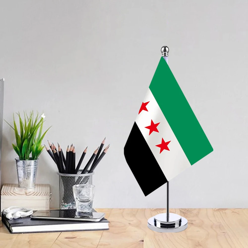 Syria Desk Flag 14*21cm Conference Negotiation Flag Product Display Office Top Desk Ornaments Flags  ﻿