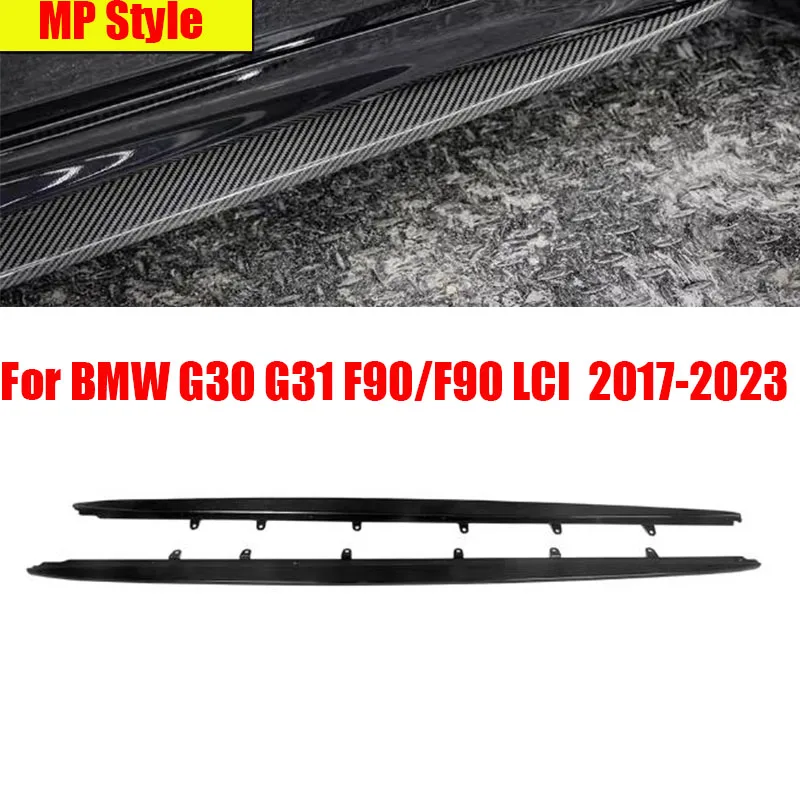 For BMW G30 G31 F90 F90 LCI 2017-2023 MP Style Real Dry Carbon Fiber Side Skirts Extension 2Pcs/Set
