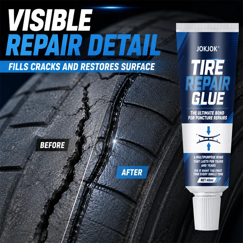 JOKJOK Tire Repair Glue Strong Rubber Wear-resistant Non-corrosive Adhesive Tire Sealing Bonding Glue Car Tire Repair Sealant