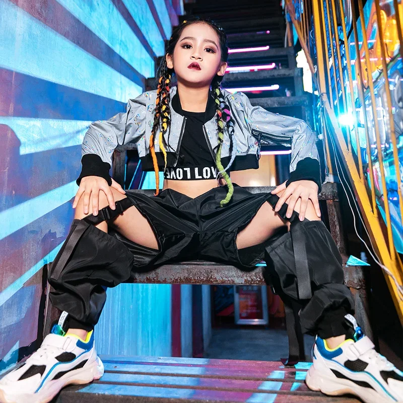 Kids Kpop Concert Podium Outfit Rave Wear 2023 Meisjes Jazz Dance Kostuum Hiphop Performance Kleding Crop Tops Vest Broek