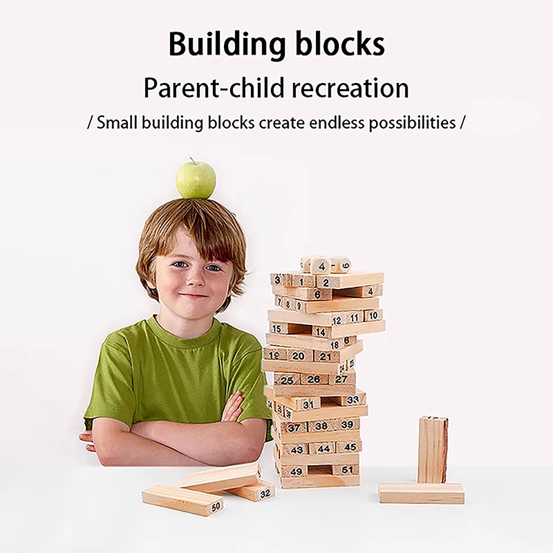 Solid Wood Puzzle Stacked High Stack Tower Drawing Block Children\'S Parent-Child Interactive Board Game