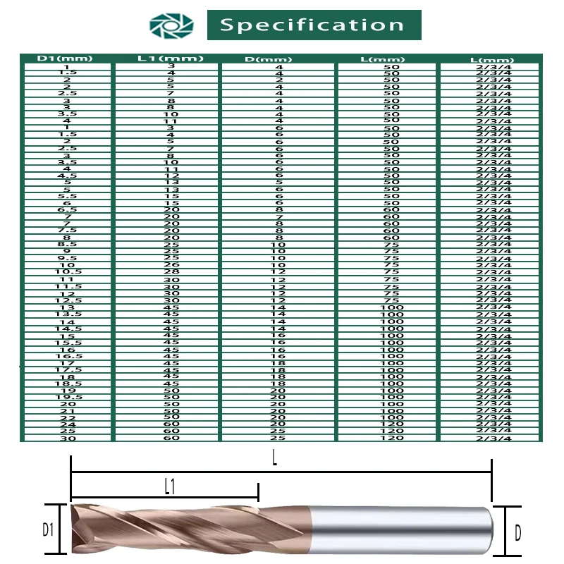 HRC55 Carbide End Mill 1 2 4 5 6 8 10 12mm 2Flute Milling Cutter Alloy Coating Tungsten Steel Cutting Tool CNC maching Endmills