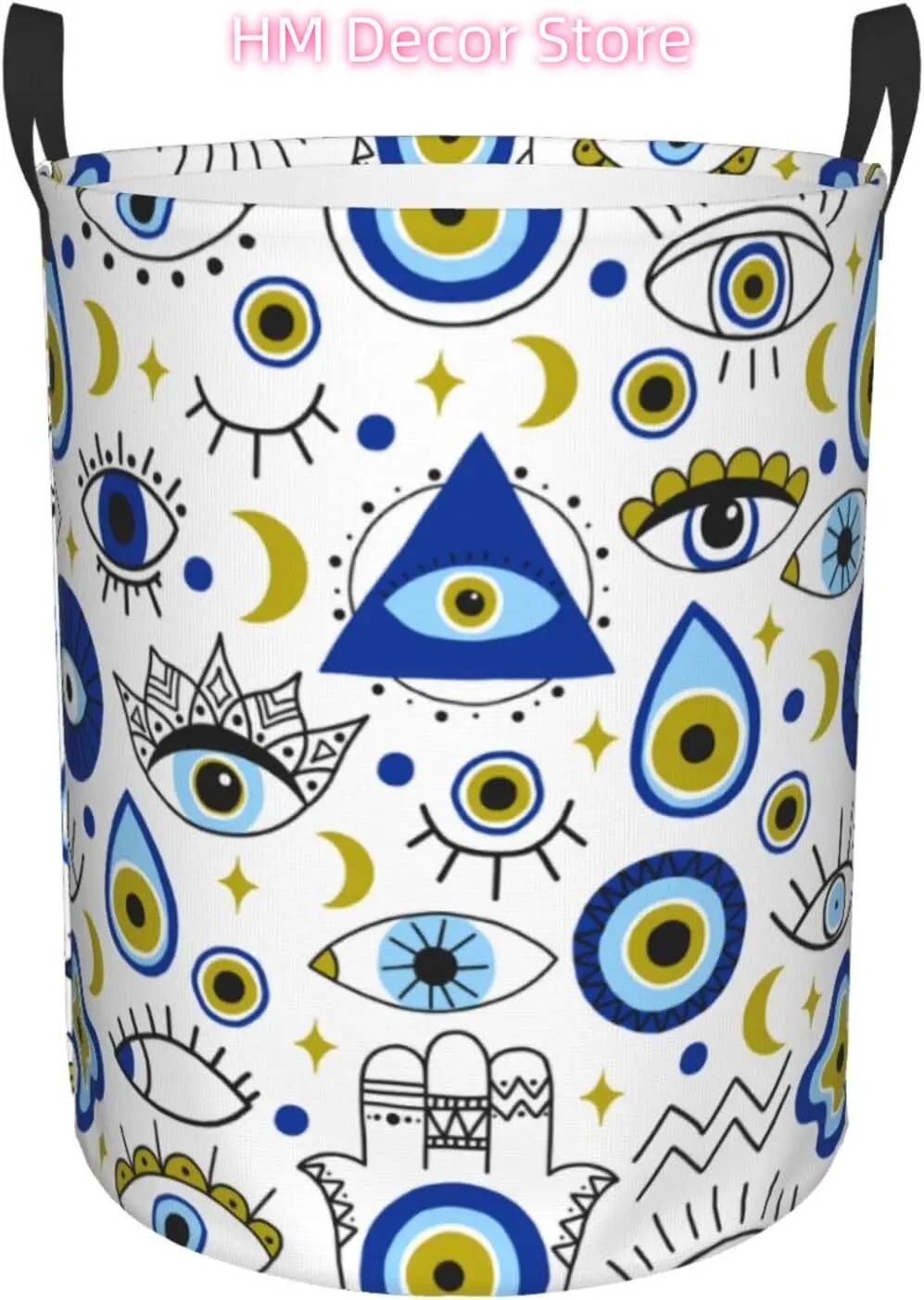 

Laundry Basket,Abstract Evil Eye Bathroom Organizer Basket Waterproof Foldable Cloth Hamper with Lining for Home Storage