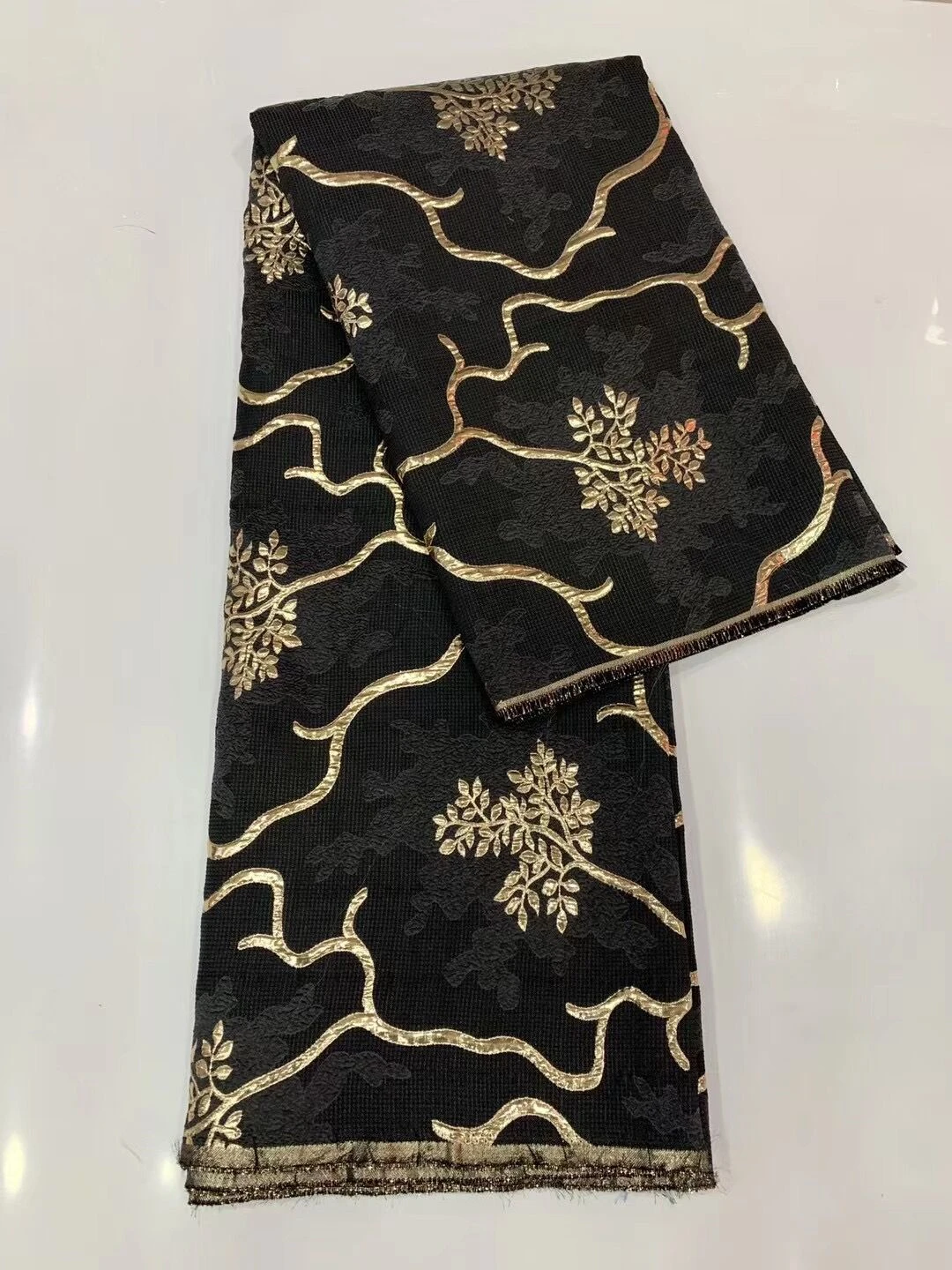 

High-Quality Africa Nigerian Sequins Cotton Embroidery Lace Fabric Tulle 5 Yards for Wedding Party Dress Chiffon JL538 2025